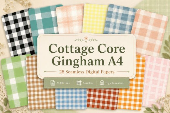 Cottage Core Gingham A4 Digital Bundle