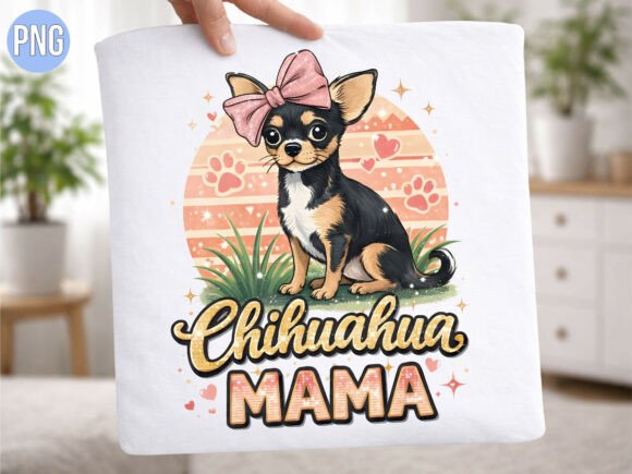 Cute Chihuahua Mama Bow Dog PNG Design