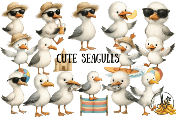 Cute Seagull Clipart Bundle PNG PDF: Bringing Coastal Charm to Your Creative Projects