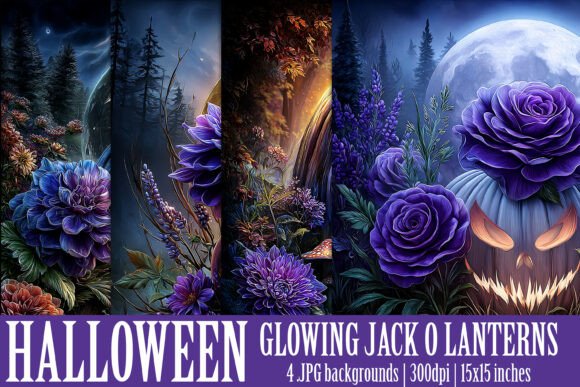 Elevating Digital Craftsmanship with Halloween Glowing Pumpkin Backgrounds S3 and Fantasy Mushroom Designs