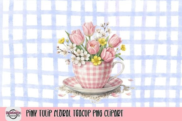 Elevating Digital Design with the Pink Tulip Floral Teacup PNG Clipart