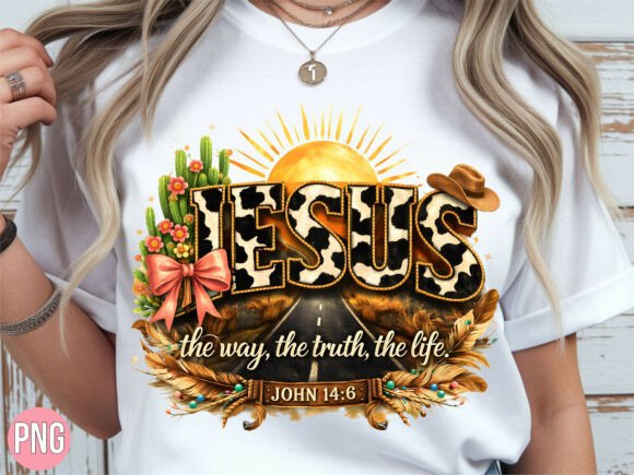 Elevating Faith-Based Branding with the Jesus Cow Print Western Christian PNG