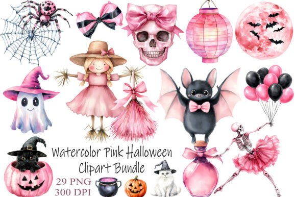 Evaluating the Pink Halloween Watercolor Clipart Bundle for Creative Projects
