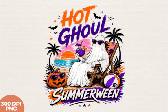 Hot Ghoul Summerween Beach Ghost PNG: Elevating Seasonal Sublimation Design
