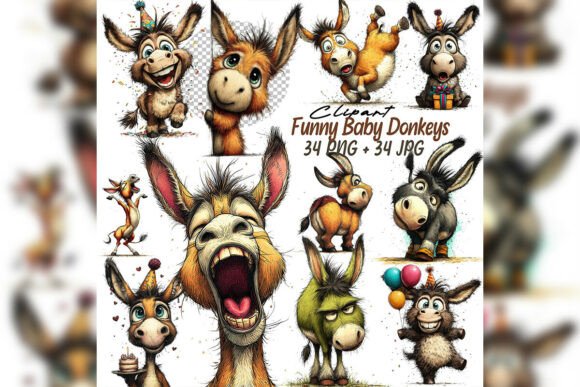 Integrating the Whimsical Donkey Clipart Set into Your Creative Workflow