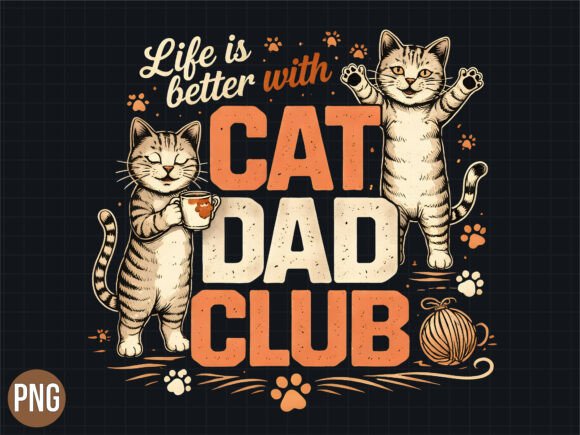 Life Better with Cat Lover Dad Club PNG