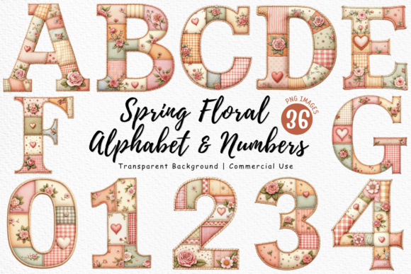 Spring Floral Patchwork Alphabet Bundle