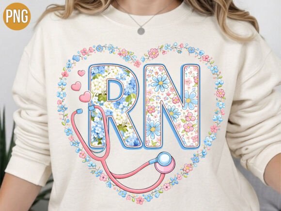 Stethoscope Floral Nurse RN Heart PNG