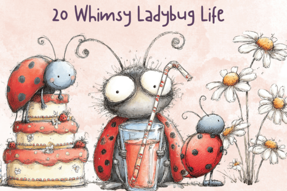 Storybook Whimsy Ladybug Clipart Set