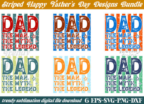 Striped Father’s Day PNG Bundle & Dad PNG