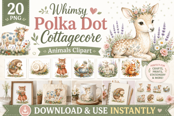 Whimsy Polka Dot Cottagecore Animals: A Guide to Using Watercolor Clipart in Creative Projects